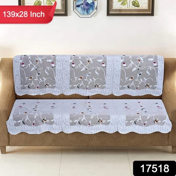 Elegant Floral Sofa Protector Runner - (1 Pc / 139x28 Inch)