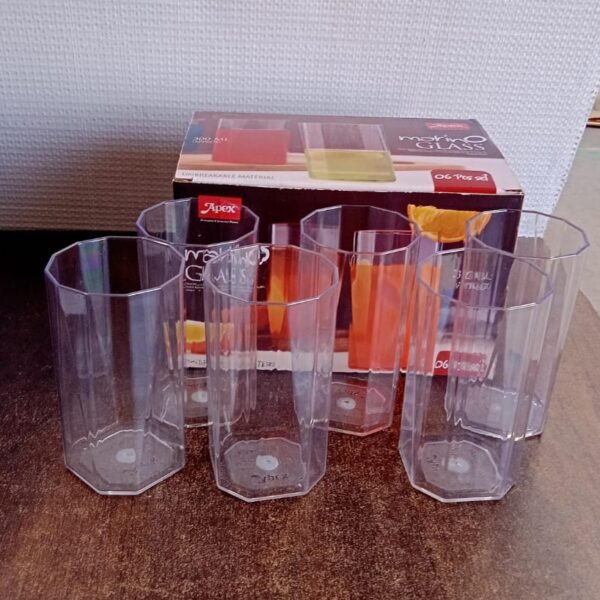Apex Merino N’ Glass Unbreakable Plastic Drinking Glass Set (6Pc/300ml) Approx