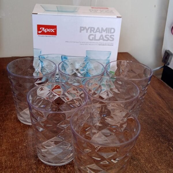 Apex Pyramid Design Unbreakable Plastic Glass – 300 ML