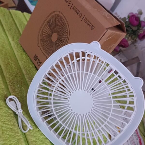 USB PORTABLE MINI DESK FAN WITH LIGHT & COLOR BOX (1 PC / Mix Color)