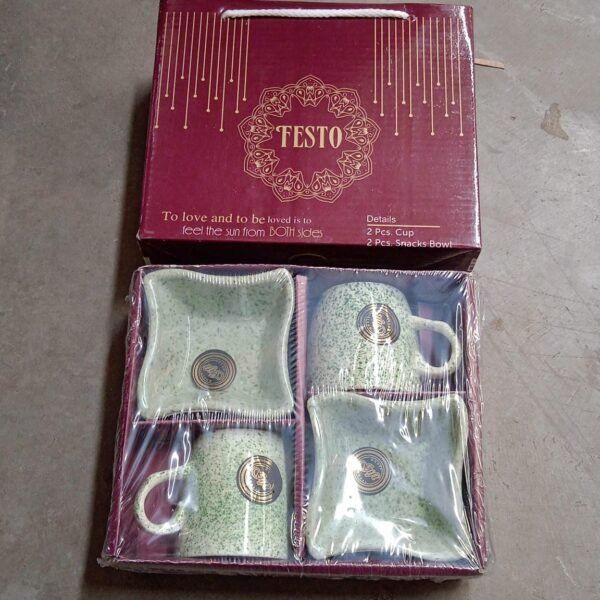 Ceramic Tea / cups / Mug Set Including Snacks (4 Pcs set)