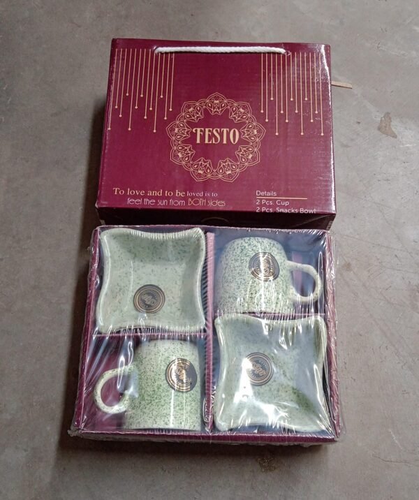 Ceramic Tea / cups / Mug Set Including Snacks (4 Pcs set)