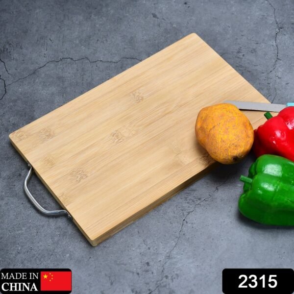 Thick Wooden Bamboo Kitchen Chopping Board with Holder for Fruits & Meat