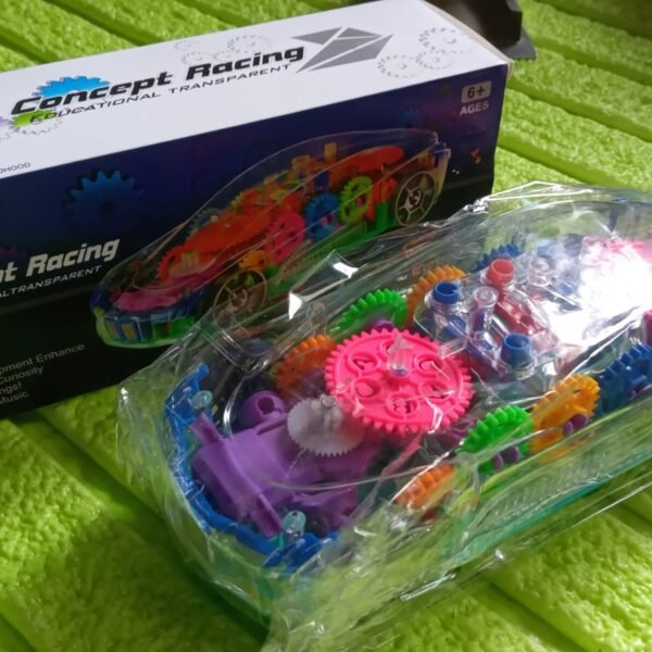 Rotating Transparent Gear Concept Car with Musical and 3D Flashing Lights Toy