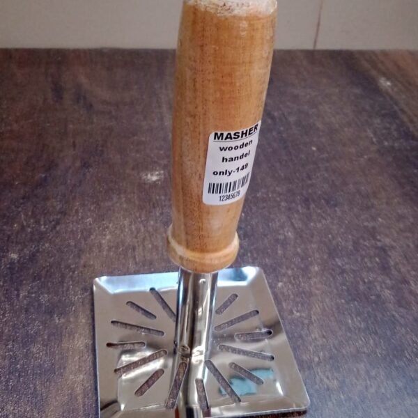 Kitchen Tools Wooden Handle Square Stainless Steel Potato Masher (1 Pc)