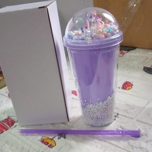 Design Printed Sipper Bottle With Toy, LED Glow Light, Double Wall Sipper Glass Water Bottle , Sipper Bottle With Straw For Girls And Kids for Boys and Girls School/Tuition/Gym (Pack of 1)