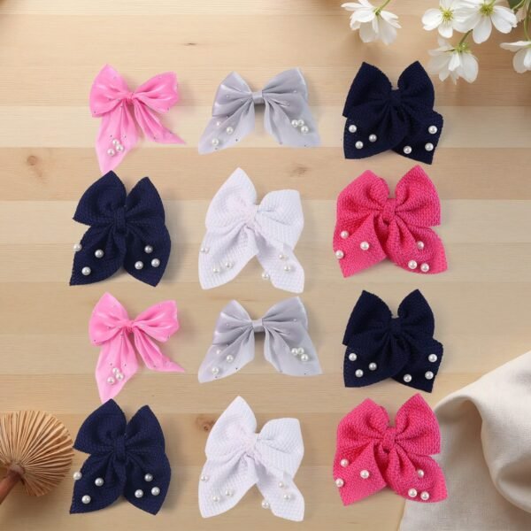 a8a2961f-4d04-4df8-bdd4-41cad86f7457.jpg Hair Bow Knot Clip Suitable Girls (12 Pc / Multicolour & Mix Design)