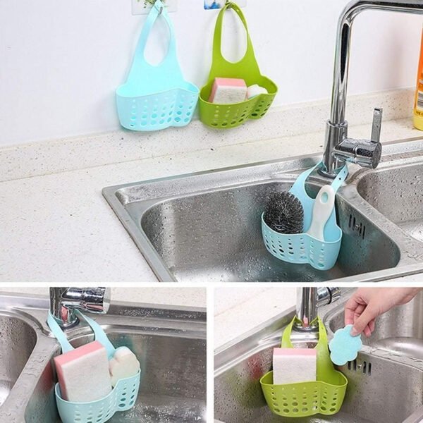 Adjustable Kitchen Bathroom Water Drainage Basket with Faucet Sink Caddy