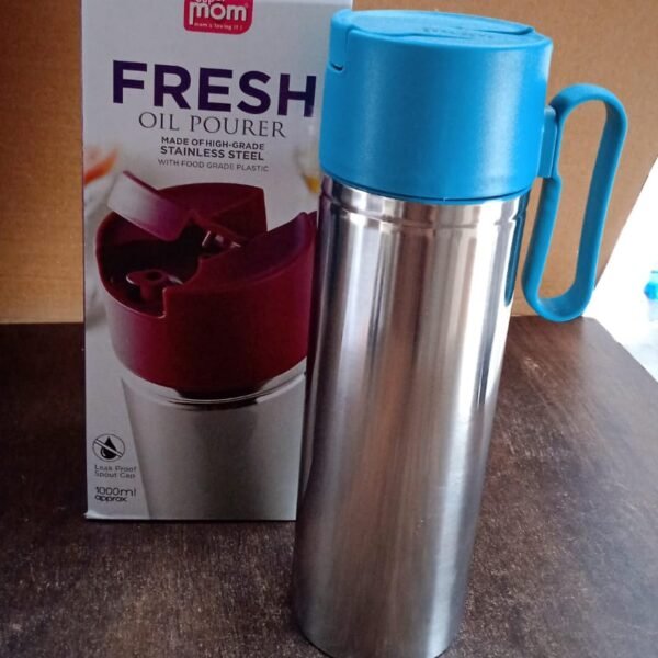 Supermom Stainless Steel Fresh Oil Pourer Bottle with Flip Lid and Handle Approx 1000ML (1 Pc)