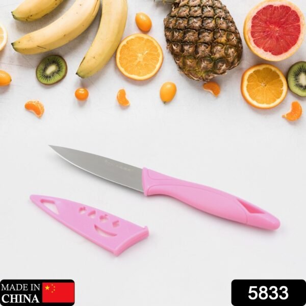Stainless Steel Small Fruit Knife with Non-Slip Handle & Protective Cover (1 Pc)