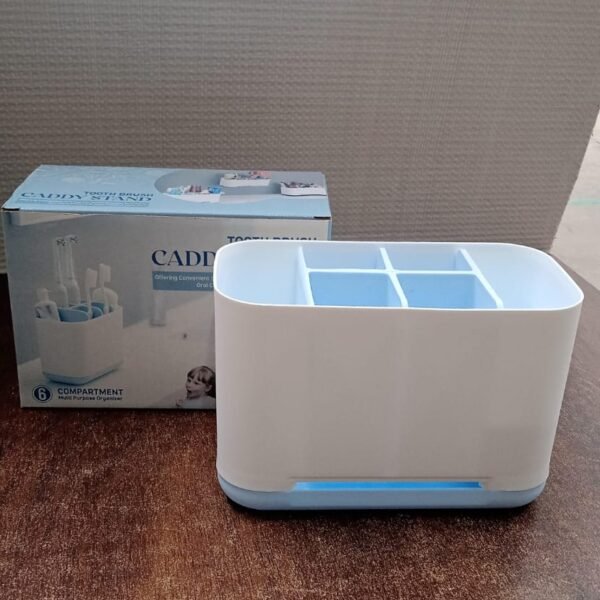 ab6e12cd-9eb2-4b41-af2c-976997f87962.jpg 6 Compartment Multi Purpose Organizer Toothbrush Holder Stand Plastic Caddy (1 Pc)