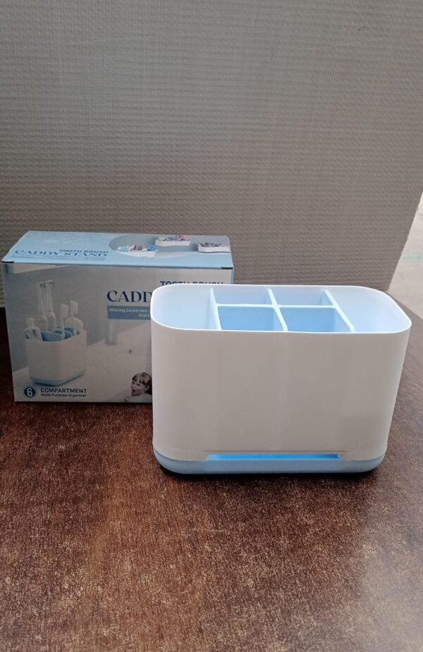 ab6e12cd-9eb2-4b41-af2c-976997f87962.jpg 6 Compartment Multi Purpose Organizer Toothbrush Holder Stand Plastic Caddy (1 Pc)