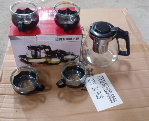 Flame Proof Glass Kettle and Cup Set with Strainer High Quality Set  24 Pc