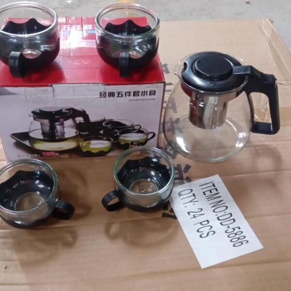 Flame Proof Glass Kettle and Cup Set with Strainer High Quality Set  24 Pc