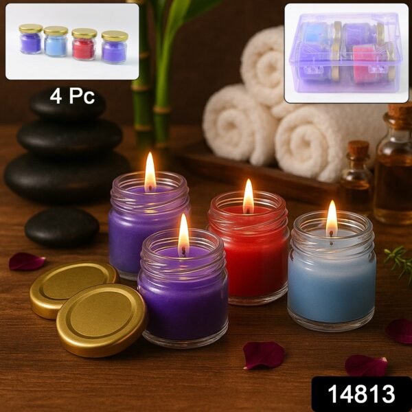 ae7a7d0c-62bb-4938-b93b-48e5d2ae608b.jpg Wax Candle Set in Glass Jars with Gold Lids (4 Pc)