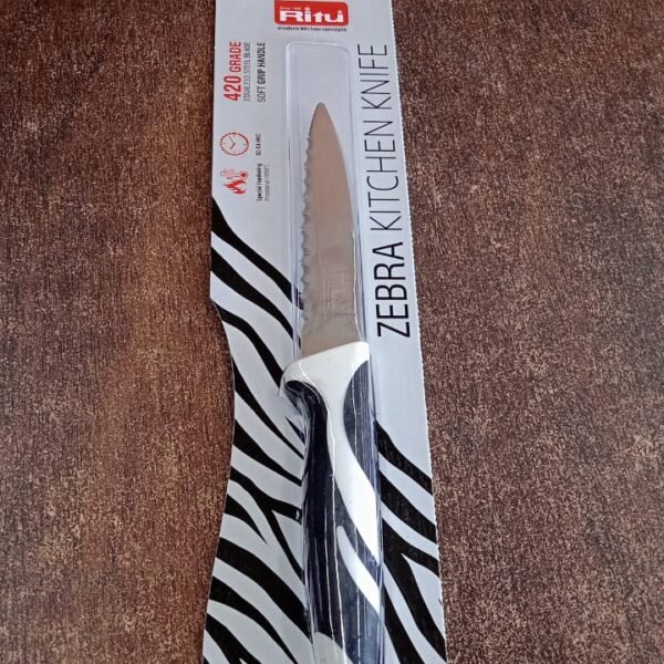 Ritu Stainless Steel Serrated Blade Zebra Kitchen Knife (1 Pc)