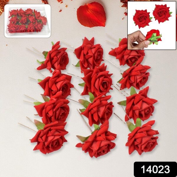 b1eda727-cbb1-4db8-a441-b4c6f197c077.jpg Hair Clip Red Rose Bridal Hair Pins Rose (12 Pcs Set / Red Color Only)