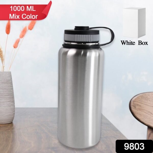 Stainless Steel Double Wall Vacuum-Insulated Drink Water Bottle (1000 ML / Mix Color)