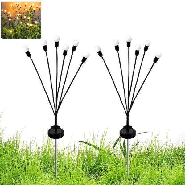 Solar-Powered Firefly Garden Decorative LED Light Set (2 Pc)