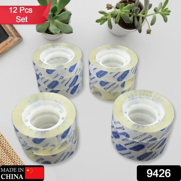 Transparent Tape Refills, Tape for Office, Home, School -1.2cm X 30 Meter Per Roll (12 Pc Set)