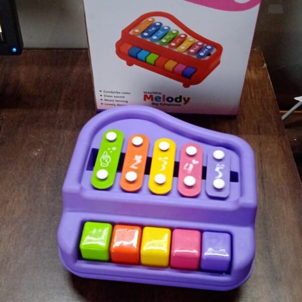 2 in 1 Baby Piano Xylophone Toy for Toddlers, 5 Multicolored Key Keyboard Xylophone Piano, Preschool Educational Musical Learning Instruments Toy for Baby Kids Girls Boys 3+ Years (1 Pc)