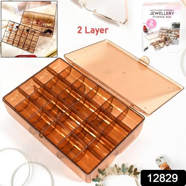 b4b74249-46f6-4b37-82e2-e15a02422ba6.jpg 2-Layer Acrylic Jewelry Storage Box with 30 Compartment Dustproof Organizer