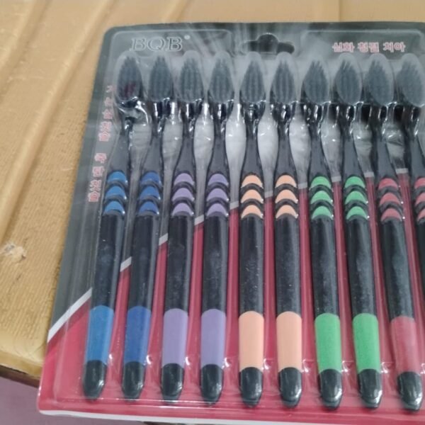 Soft Toothbrush with Plastic Round Box for Adults & Kids (Set of 10 Pcs)