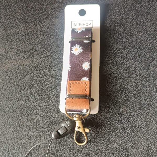 Floral Print Neck Lanyard Strap with Clip Hook & Mobile String (1 Pc)