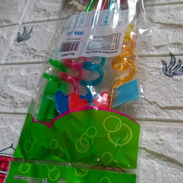 Plastic Straws Reusable Drinking Straws (4 pc Set / Mix design)