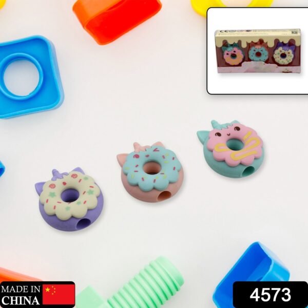Tree Small Sized Cartoon Themed Non-Toxic Donut Erasers, School Stationery  (3pc Set)