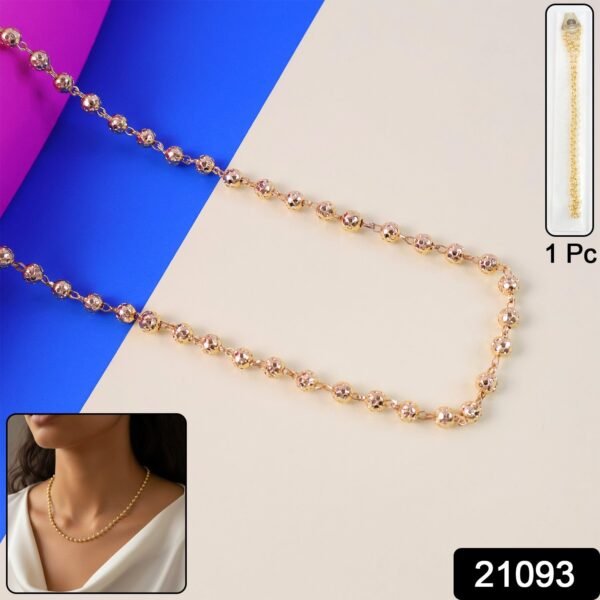 Elegant Gold-Tone Beaded Necklace Chain for Women (1 Pc)