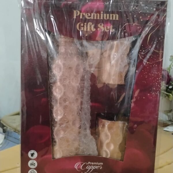 b72125c3-328e-4b29-8f02-f03dd3b7b883.jpg Diamond Cut Copper Water Bottle 2 Glasses with Gift Box (3 Pcs Set)