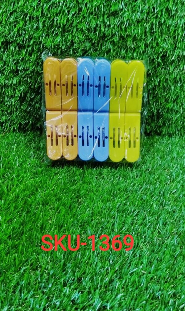 Plastic Cloth Double Pin Clips for cloth Dying cloth (multicolour) (Pack of 12)