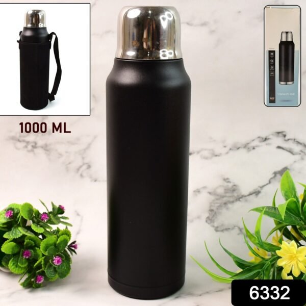 Stainless Steel Vacuum Water Bottle – Hot & Cold Insulated Flask (1000 ML Approx)