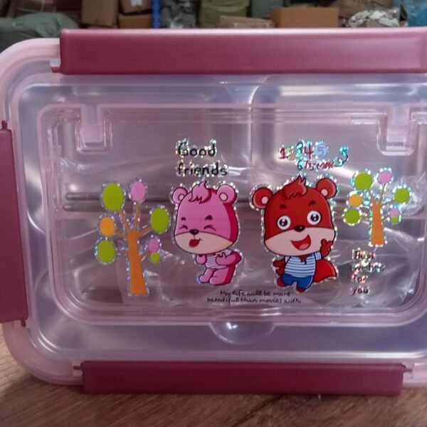 Kids Lunch Box with Steel Spoon & Chopsticks – Food-Safe & Durable