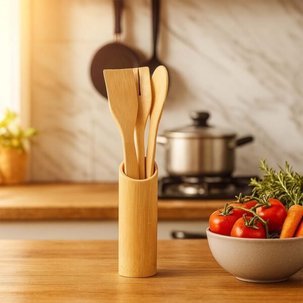bamboospoon-02.jpg Eco-Friendly Bamboo Spatula Set with Holder (4 Pc)