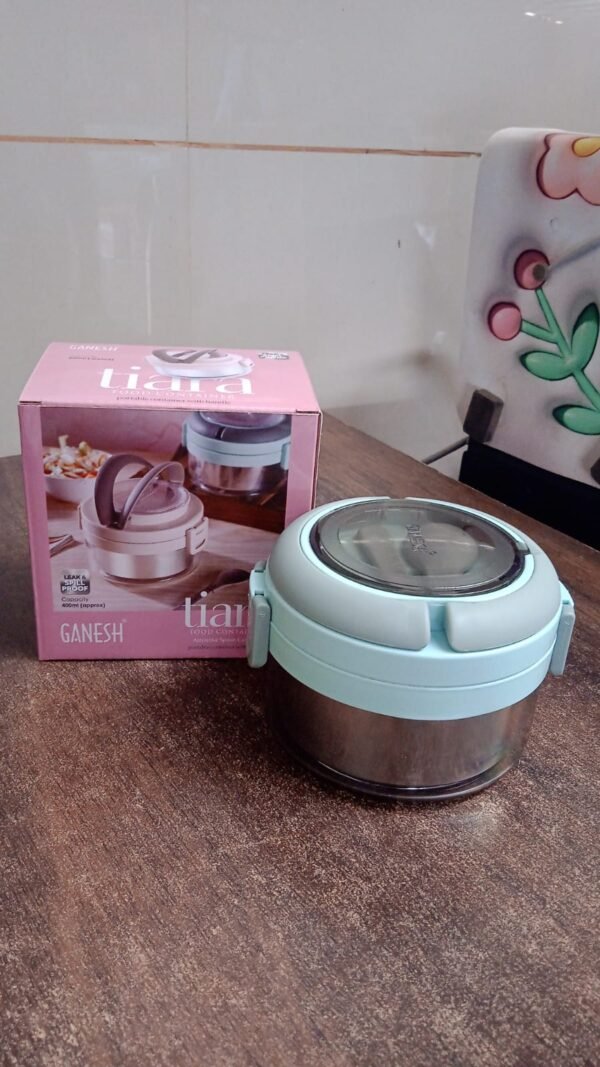 Ganesh Tiara 400ml Stainless Steel Insulated Lunch Box Leakproof Lid & Folding Spoon