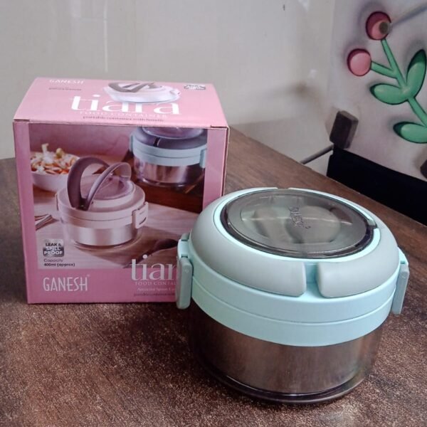 Ganesh Tiara 400ml Stainless Steel Insulated Lunch Box Leakproof Lid & Folding Spoon