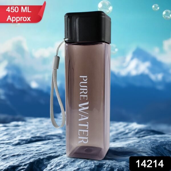 Premium 450ml Square Shape Plastic Water Bottle (1 Pc)