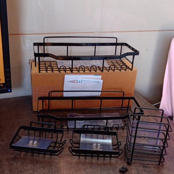 bd626de8-94ce-4769-9a7a-e183d07133d8.jpg Metal Shower Basket / Canddy, for Bathroom Organiser (5 Pc Combo)