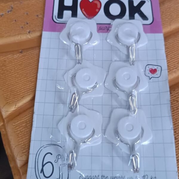 bd6d637f-4e42-4220-b292-7250e8871fc1.jpg Multipurpose Self Adhesive Plastic Wall Hooks - 6 pcs