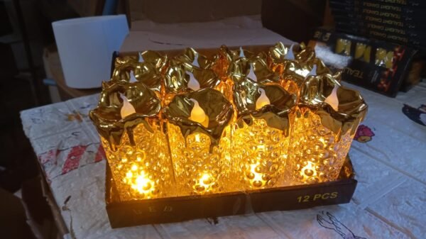Gold LED Flameless Candles for Decor & Gifting, Diwali (12 Pc MOQ)