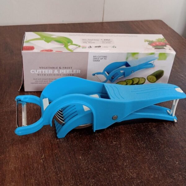 2 in 1 Veg & Fruit Multi Cutter with 5 Blades & Peeler (1 Pc / Multicolor)