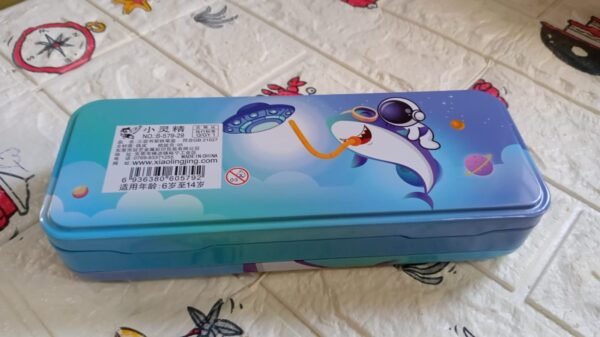 Metal Pencil Box, Pencil Case Double Compartment Compass Box