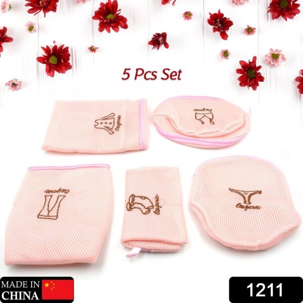Zippered Mesh Laundry Wash Bags for Delicates & Lingerie (5 Pc Set)