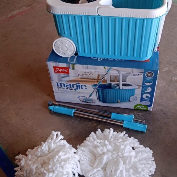 Apex Magic 360° Spin Mop Cleaning System with Stainless Steel Spinner