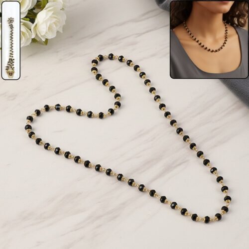 black-stone-chain-0.jpg Traditional Black Beads Mangalsutra Style Necklace for Women (1 pc)