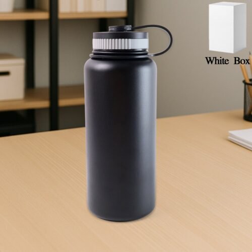 bottle-01.jpg Black Stainless Steel Double Wall Vacuum-Insulated Drink Water Bottle (1000 ML)