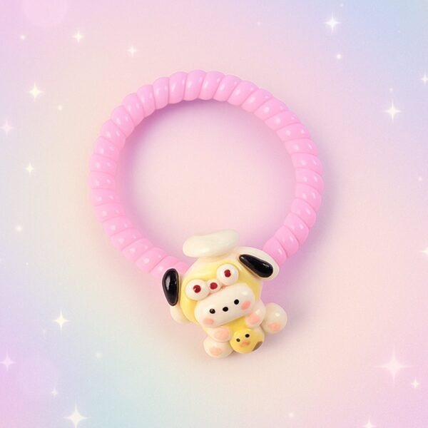 Cute Cartoon Charm Coil Hair Bands (2 Pc / Display Box)