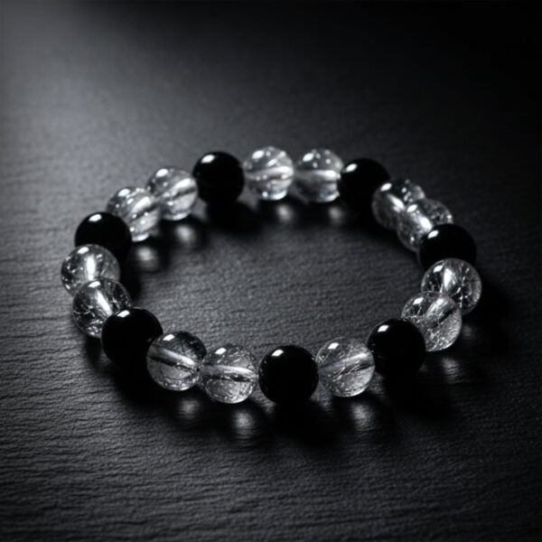 Elegant Dual-Tone Crystal Beaded Stretch Bracelet (1 Pc)